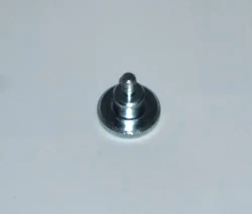Verzinkte Rändelschraube, metallisch glänzend, mit einem gewindeten Stift in der Mitte, geeignet für Daikin-Produkte. Deutliche Rändelung am Rand für besseren Grip.